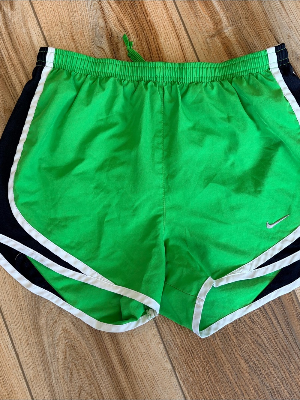 Nike Women's Bright Green Athletic Shorts with Black & White Trim